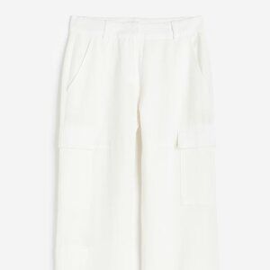 Linen-blend cargo trousers